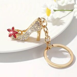 High-heel Shoe 👠 w/Red Star Keychain Sparkling Crystal Bag/Key Charm